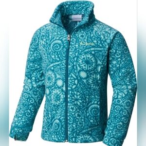 #1740 Columbia Benton Springs II Blue Patterned Fleece Jacket Sz 18-24 Mnth